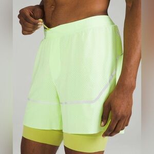 Lululemon Limited Edition Surge Lined Shorts Faded Zap‎ Neon Size Small